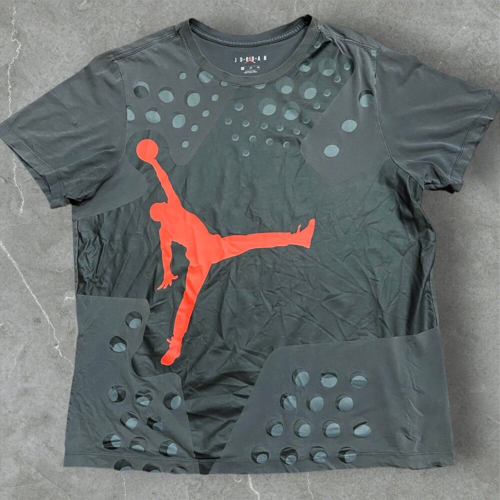 Jordan Athletic Fit Retro Infrared 6 Grey Black Cotton T-Shirt Men's Size XL